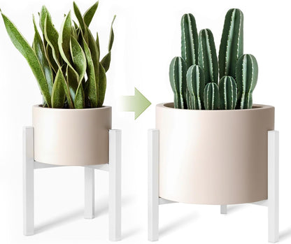 12 14 16 inch Plants-1ps IZIDDO Adjustable Plant Stand Indoor, White Metal Planter Stands Outdoor, Mid Century Modern