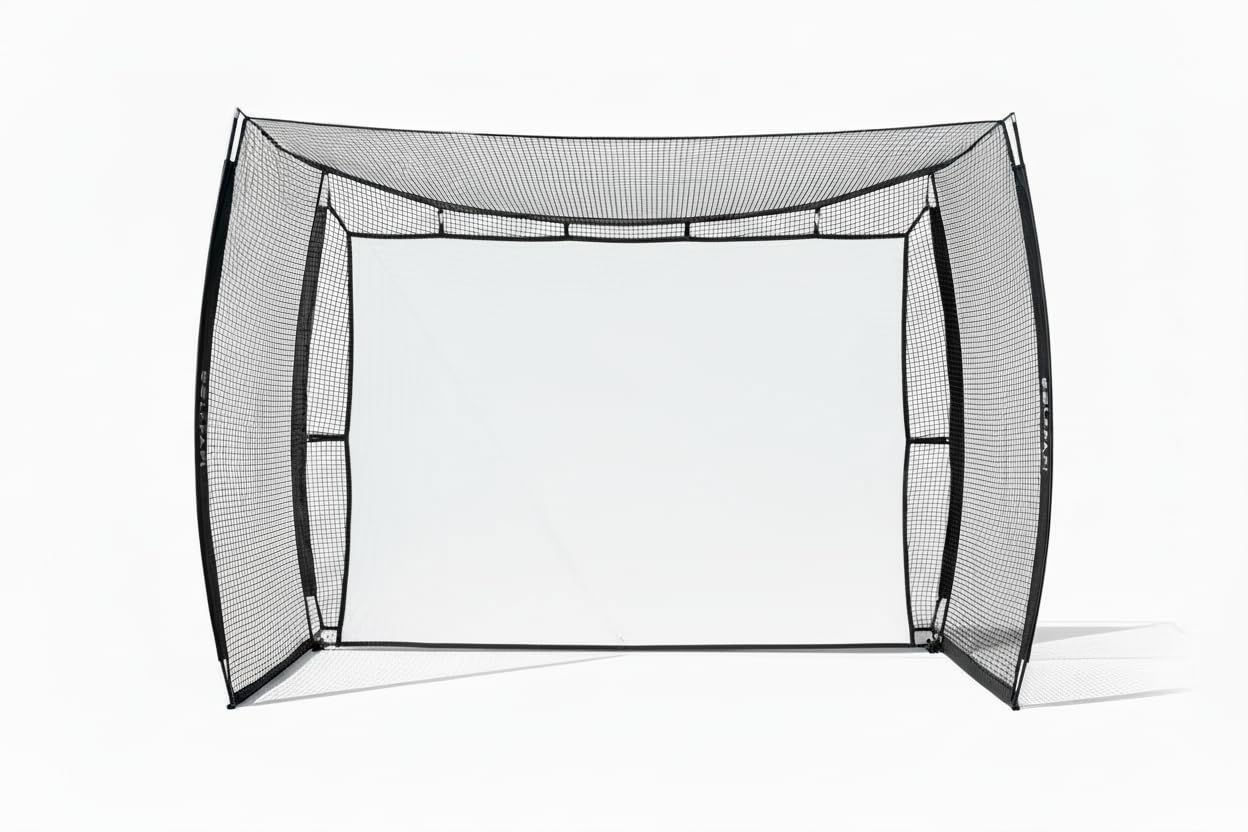 GOLF PAPi Mobile Golf Simulator Net – 10ft Compact Practice Net with Steel Frame & Impact Screen – Indoor & Outdoor Golf Training for Backyard, Garage & Home Sim Setup