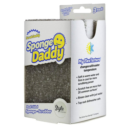 Scrub Daddy Sponge Daddy Style, Dual Sided Sponge Scrubber, Dish Sponges for Washing up, Non Scratch Scourers for Cleaning Dishes, Bathroom Scrubbing Tool, Kitchen Sponges Multipack