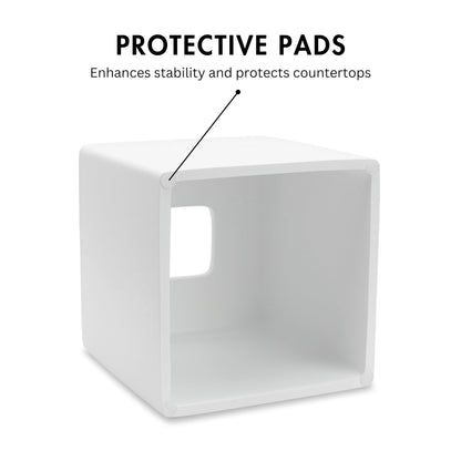 Yew Design Matte White Square Tissue Box Cover, Decorative Tissue Box Dispenser for Bathroom, Parlors, Office, Bedroom Dresser, Vanity Countertop, Nightstand, Car, and Desk