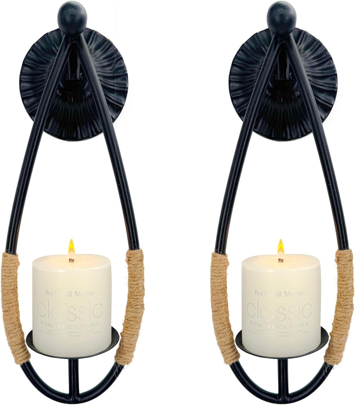 Set 2 Aimto Wall Sconce Candle Holder Black Wall-Mount Metal Candle Holders Hanging Iron Wall Candle Sconce Holder