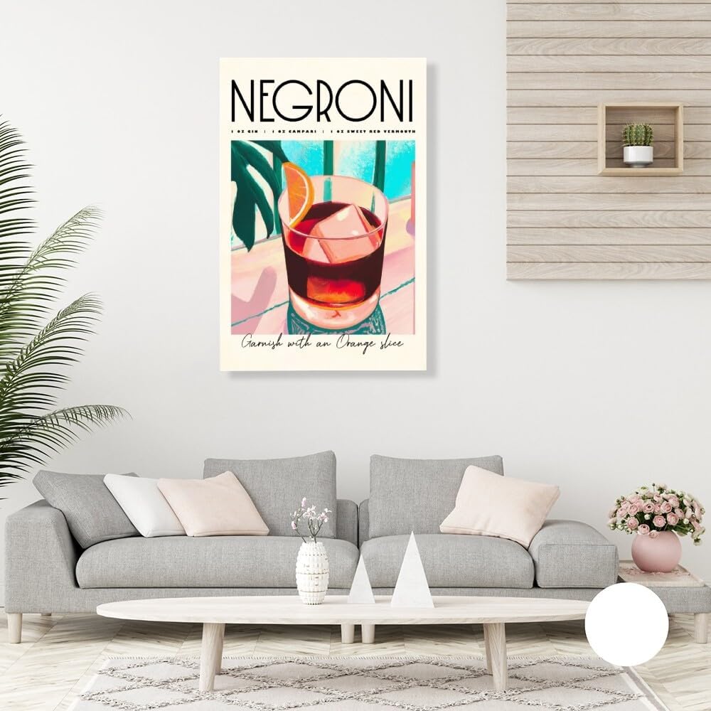 Iconic Negroni Cocktail Poster: MIX & MATCH Bar Cart Decor with Cocktail Recipes, Canvas Print