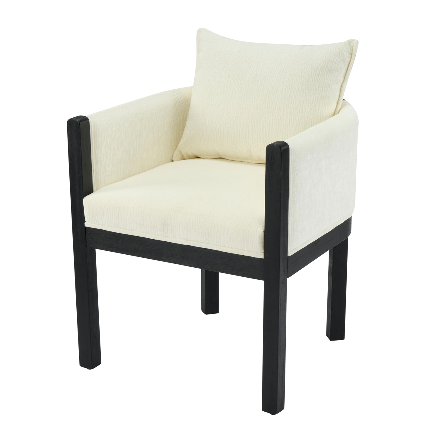 Christopher Knight Home Lucid Linen Upholstered Dining Chairs Set of 2, Rubber Wood Dining Room Chairs, Modern Armchair, Extra Seating for Dining Room, Versatile Indoor Furniture, White + Black