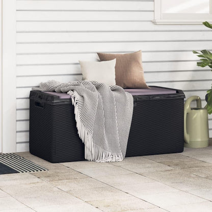 hliofuir Patio Storage Box, 92.5 Gallon Deck Box for Garden and Terrace, Synthetic Polypropylene Outdoor Container with Gas-Lift Lid, Anthracite, 48.8 x 48.8 x 23.2 in