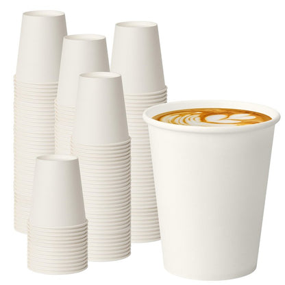 PACKINNO 8 oz White Paper Coffee Cups, Disposable Hot Cups for Coffee, Tea, Cocoa, Water, 400 Pack