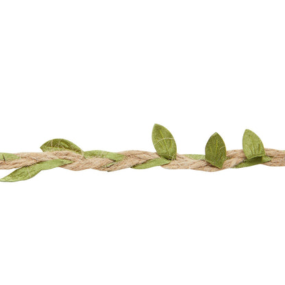 Juvale Burlap Leaf Ribbon - Jungle, Safari & Fairy Party, Enchanted Forest Decor, Vines for Crafts (4 Rolls, 65.6 Ft Total)
