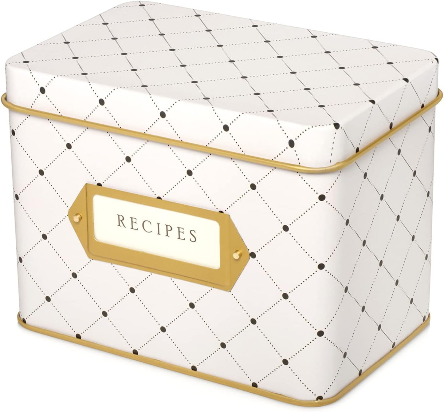 Jot & Mark Recipe Card Gift Box: 50 4x6 inch Cards with 14 Dividers in a Decorative Floral Tin Box
