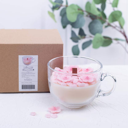 Romantic Sakura Cup Scented Soy Candle, Birthday Gift Wedding Favor