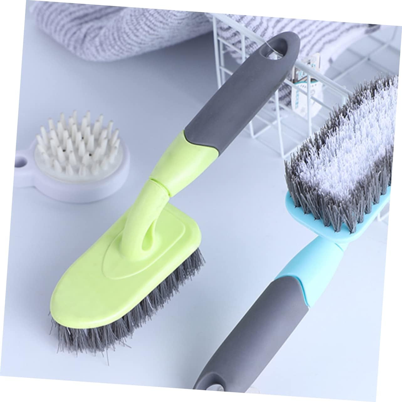 Mobestech Floor Brush, Groove Corner Brush for Home Cleaning, Plastic Handle Scrub Brush
