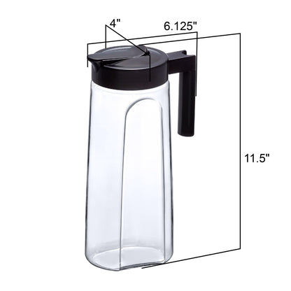 Amazing Abby - Slim - Tritan Pitcher (64 oz), Unbreakable Plastic Water Pitcher with Lid, BPA-Free, Heat-Resistant, Dishwasher-Safe, Great for Both Iced and Hot Drinks, Indoors and Outdoors, Black