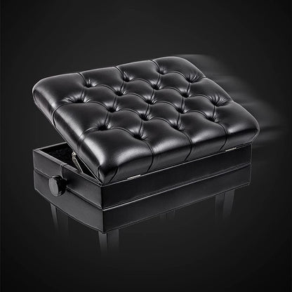 EliteBloom Luxury Leather Piano Bench with Height Adjustable Padded Seat and Waterproof Cushion Piano Stool with Solid Flip Top for Extra Music Storage,