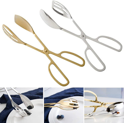 Food Tongs, Stainless Steel Kitchen Tongs, Salad Tongs for Cooking, Barbecue, Pastry, Sandwich, Serving Scissors