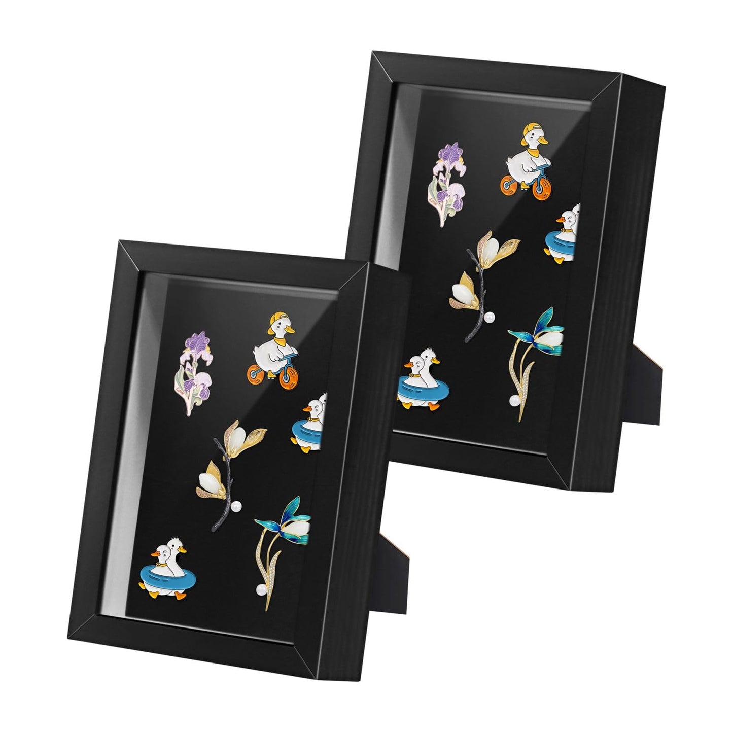 Black Lapel Pin Display Case, 6x8 Shadow Box Frame for Walls and Desktops,Shadow Box for Pins, Enamel Pin Display Frame (Black, 6X8 2Pack)