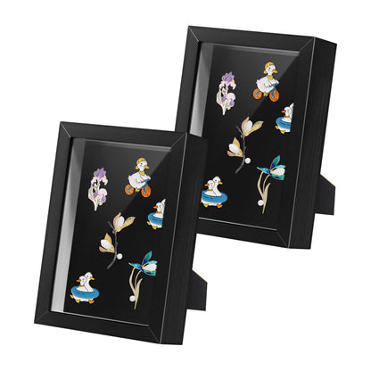 Black Lapel Pin Display Case, 6x8 Shadow Box Frame for Walls and Desktops,Shadow Box for Pins, Enamel Pin Display Frame (Black, 6X8 2Pack)