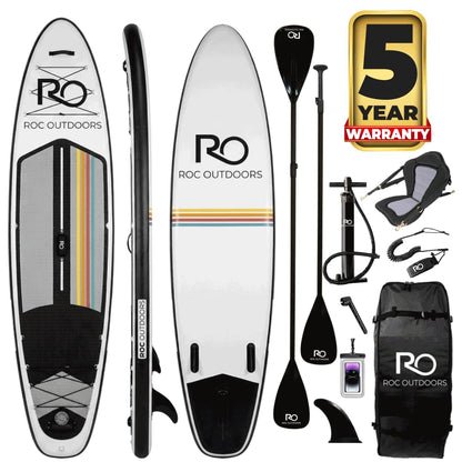 Roc Inflatable Stand Up Paddle Board 10' 6" with Premium SUP Paddle Board Accessories, Wide Stable Design, Non-Slip Comfort Deck for Youth & Adults (Eclipse W/Kayak Seat)