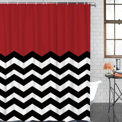 Vandarllin Red Black and White Chevron Shower Curtain, Extra Long 72x84 Inches, Custom Made