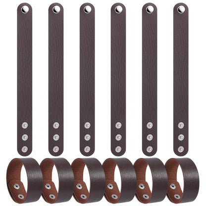 AHANDMAKER 12Pack Brown Leather Bracelets DIY Craft Wristbands Snap Kits PU Leather Snap Bracelets Wristband Craft for Men Women Jewelry Making Handmade Gifts Supplies