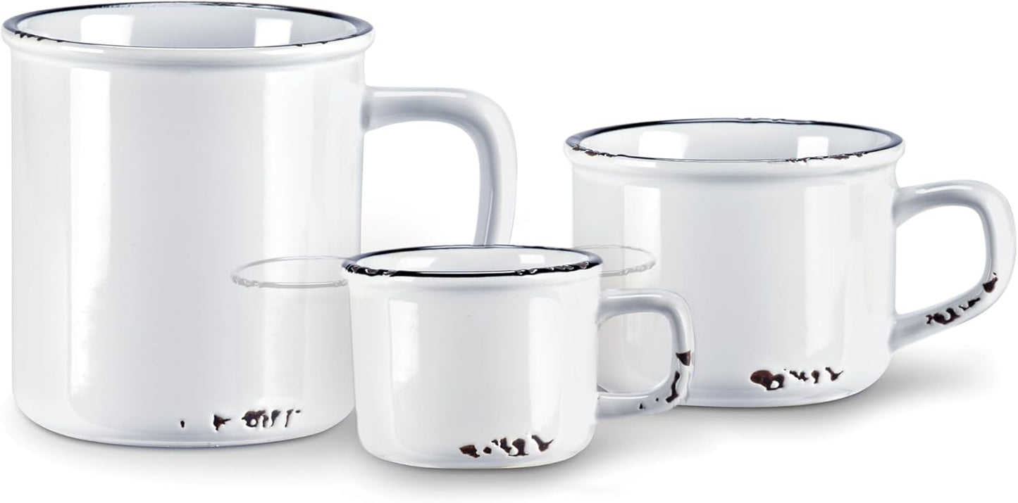 Abbott Collection Enamel Look Stoneware Cappuccino Mug, 27-ENAMEL/CAP WHT, White