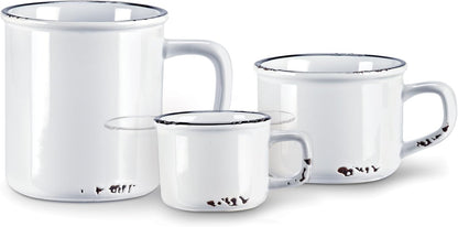 Abbott Collection Enamel Look Stoneware Cappuccino Mug, 27-ENAMEL/CAP WHT, White