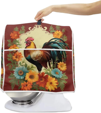 Sunflower Rooster Stand Mixer Cover, Compatible with 4.5-5 Quart Kitchen Aid Mixer, Washable Universal Fit