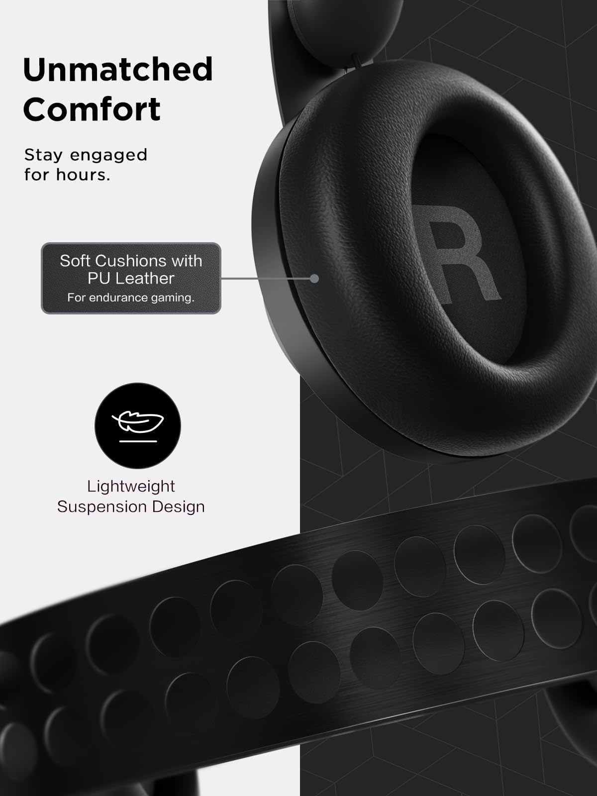 Lenovo Legion H500 PRO 7.1 Surround Sound Gaming Headset, Noise-Cancelling Mic, Memory Foam & PU Leather Earcups, Stainless Steel Headband, PC, PS4, Xbox One, Nintendo Switch, GXD0T69864, Black