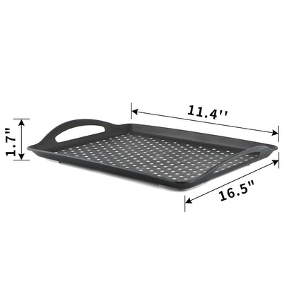MDLUU Non-Slip Serving Tray with Handles, Food Serving Platter, Set of 2, Black