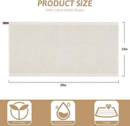 Nialnant Kitchen Towels - 100% Cotton Waffle Weave, Extra Soft & Absorbent | 6 Pack, 13 x 28 Inch, Beige