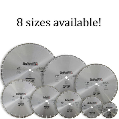 Archer PRO 18" in. Turbo Diamond Saw Blades for Fast Reinforced Concrete Cutting and Cured Concrete Cutting. for Cut-Off saws and Walk-Behind saws up to 13 HP.