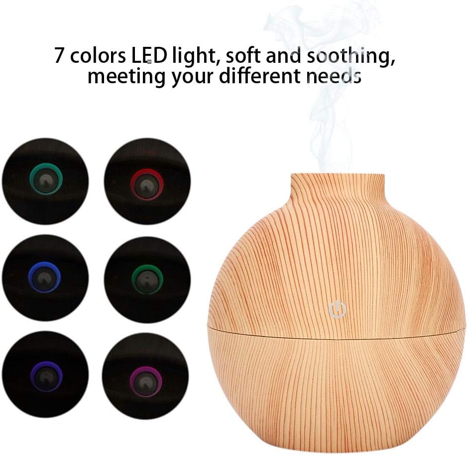 Mini Humidifiers, 130ml USB LED Aroma Essential Oil Diffuser for Room Bedroom Office (Light)