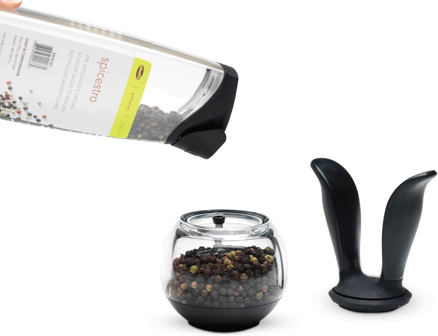 Chef'n PepperBall, Black and Clear