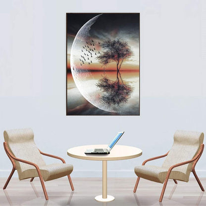 MMAHD 5D DIY Diamond Art Painting Kits for Adults,Moon Tree Full Drill Embroidery Paintings Rhinestone Pasted DIY Painting Cross Stitch Arts Crafts for Home Wall Decor 11.8×15.8Inches