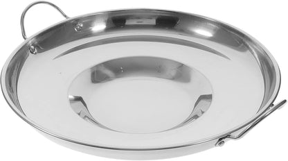 BESTonZON Stainless Steel Comal Concave Pan, Non-Stick Stir Fry Pan for Kitchen Restaurant Outdoor (Silver 36CM)