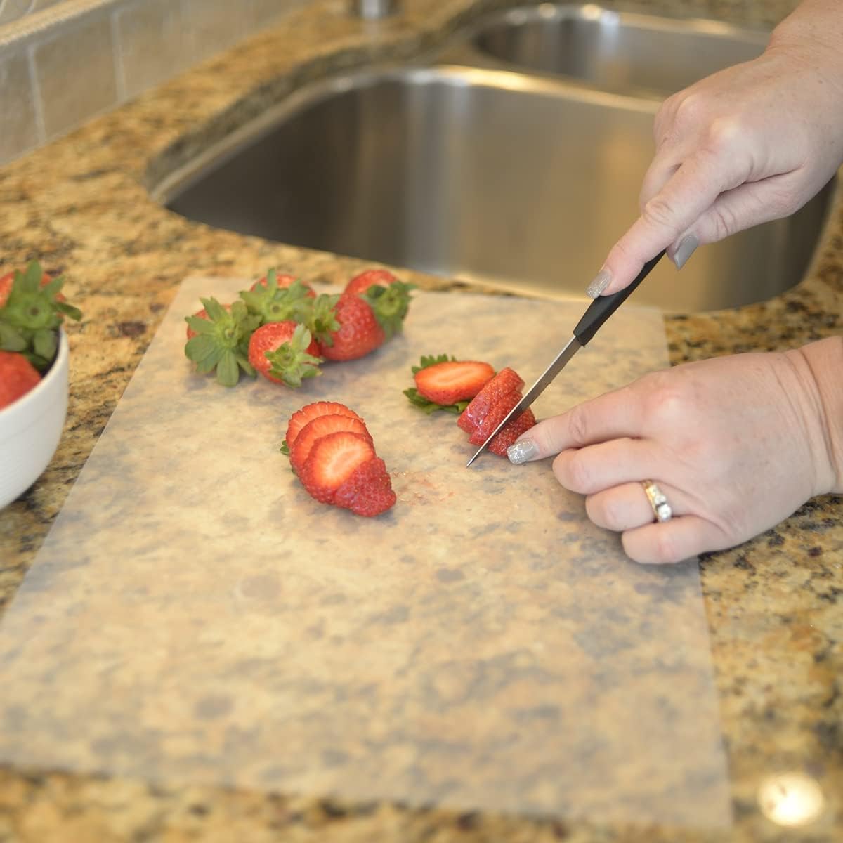 Treasure Gurus 2pc Set Clear Plastic Chopping Cutting Board, Flexible Mat for Food Vegetable Cooking Prep