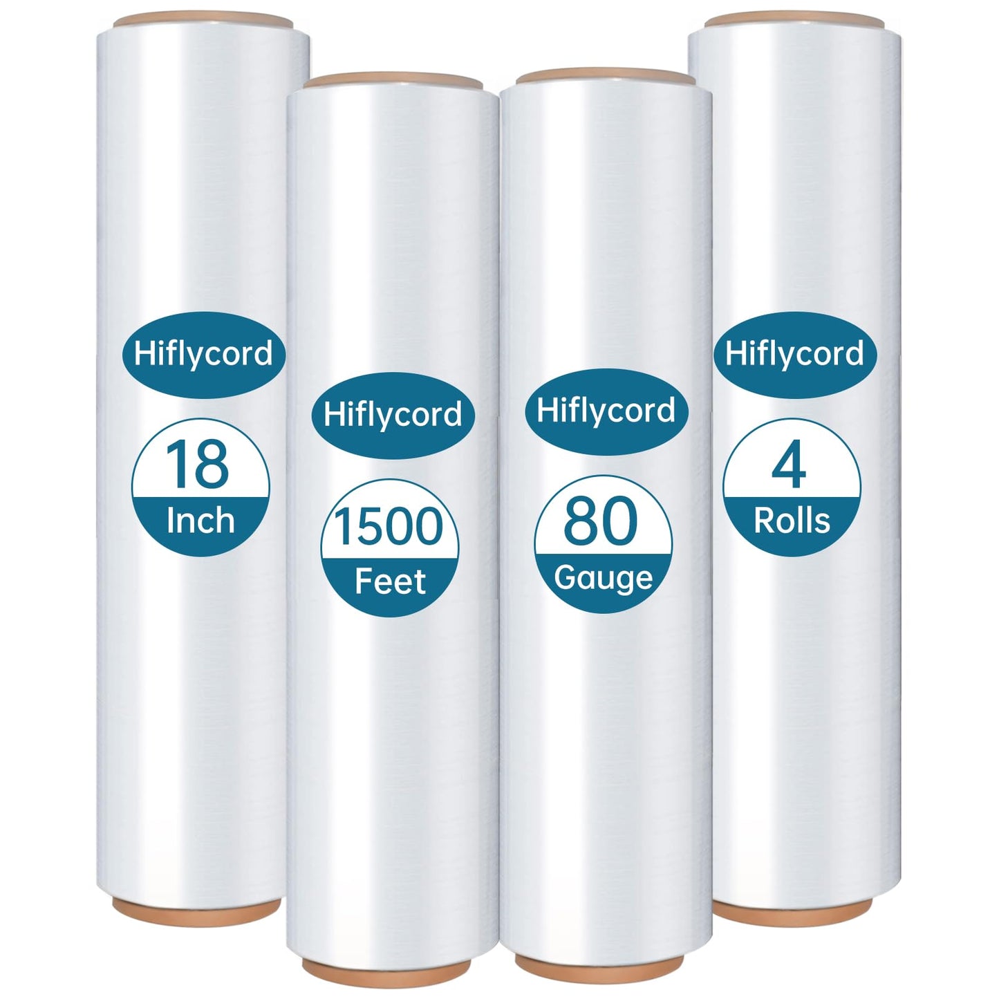 Stretch/Shrink Wrap Roll 18 Inch 1500ft,Heavy Duty 800% Stretch,Clear 80 Gauge Industrial Strength Stretch Film,Plastic Wrap for Pallet Wrap for Pallets,Packing, Shipping&Furniture Protection(4 Roll)
