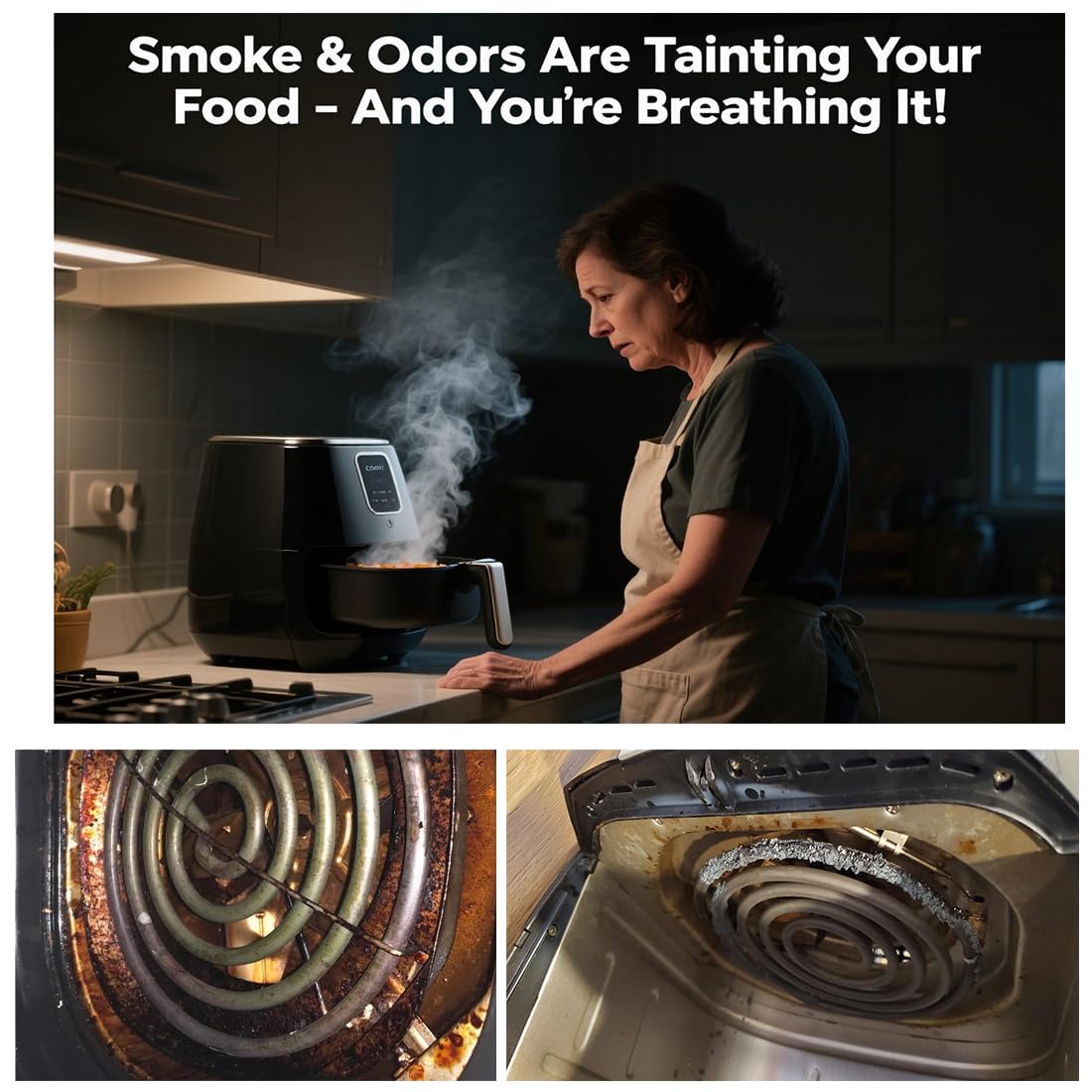 Kispog Magnetic Coil Covers Splatter Screen Compatible with Cosori TurboBlaze 6-6.8QT Instant Vortex 6/10QT - Air Fryer Heating Element Protection Extends Lifespan - Blocks 95% Grease & Smoke