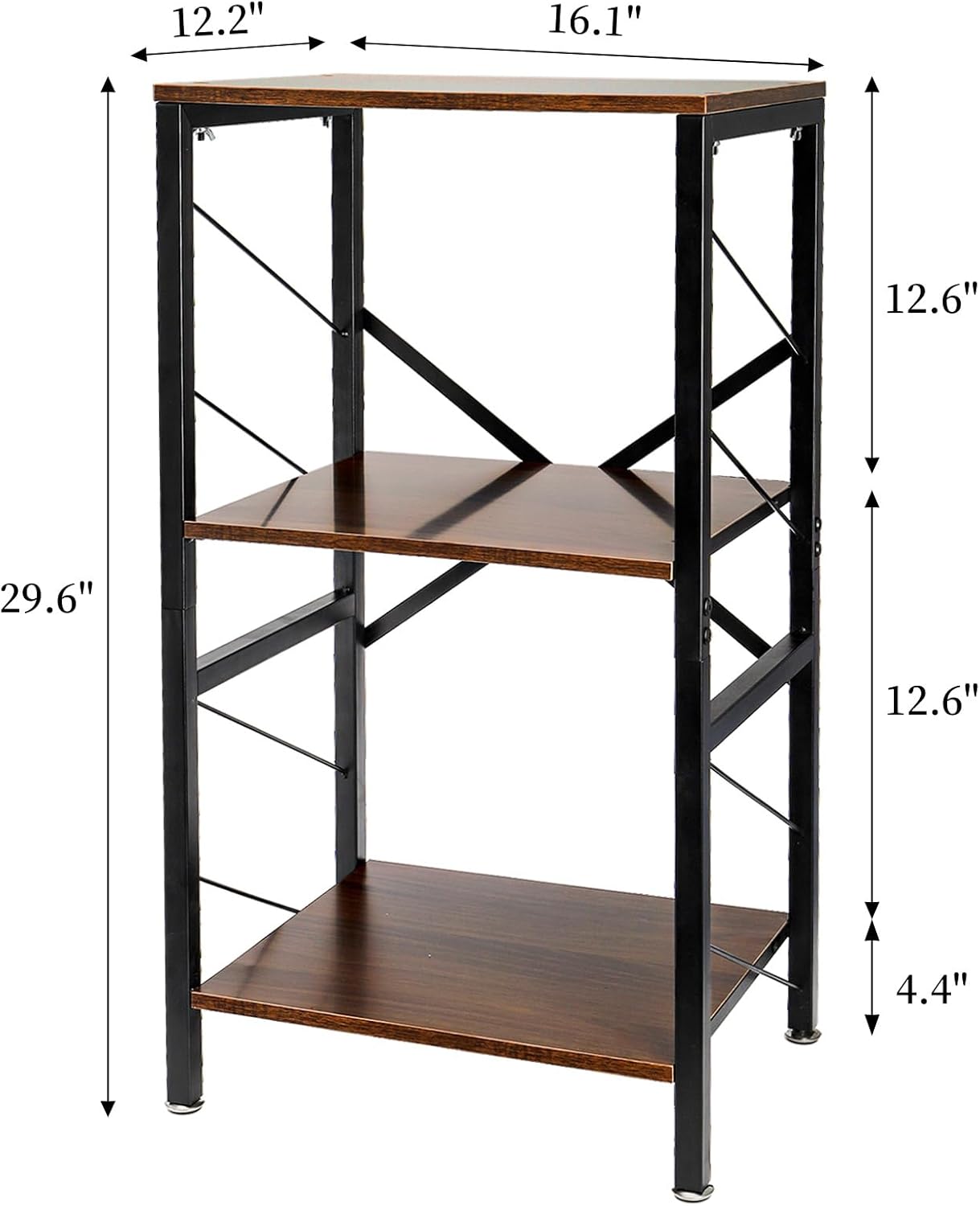 30'' 3 WRINGKIT Tall End Side Table, Height Small Telephone Table Stand with Tier Storage Shelf, Narrow Wood Nightstand