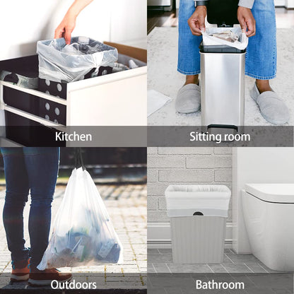 1 Gallon 100 Counts Mini Strong Drawstring Trash Bags Garbage Bags by RayPard, fit 3-4 Liter Small Trash Can, Tiny Waste Basket Liners for Home Office Bathroom Bedroom Car, White