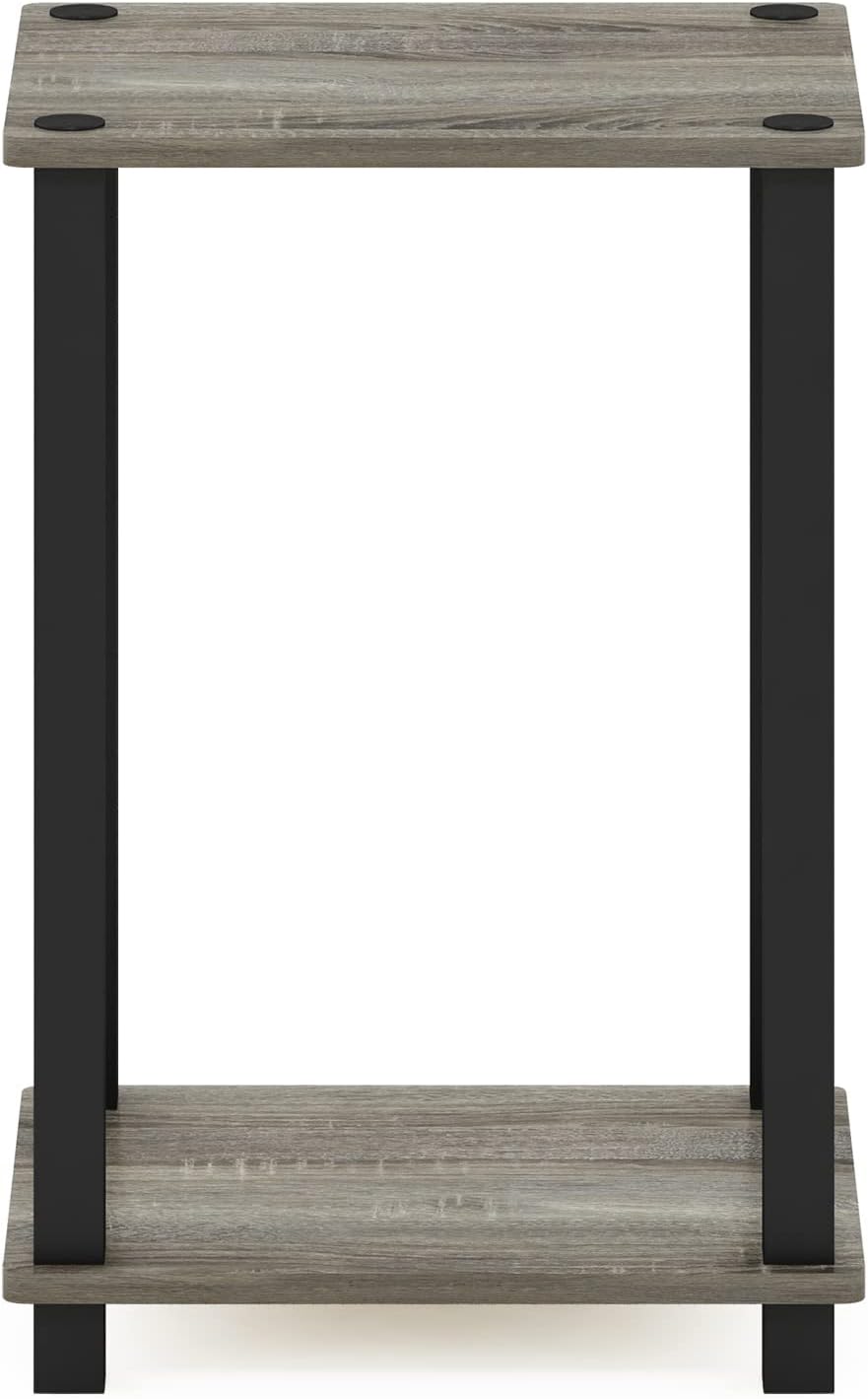 1-Tier Furinno Simplistic End Side Night Stand/Bedside Table with Plastic Poles, French Oak Grey/Black