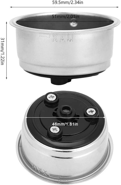 Stainless Steel Coffee Filter, 51mm Cafe Filter Baskets, Strainer Espresso Filters, Pressurized Porous Basket, Reusable