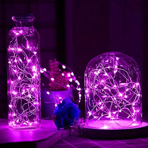 [10-Pack] LED String Lights - 6.6FT Moon Lights, 20 LED Micro Lights on Silver Copper Wire, Purple