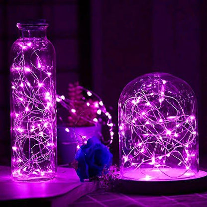 [10-Pack] LED String Lights - 6.6FT Moon Lights, 20 LED Micro Lights on Silver Copper Wire, Purple
