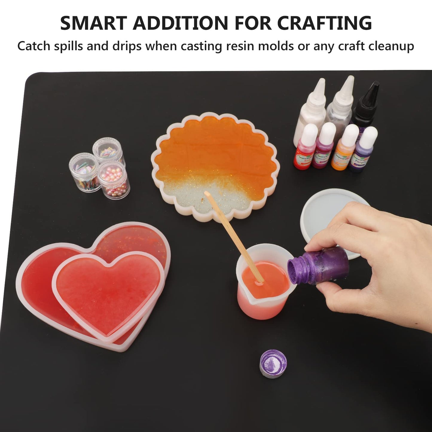Gartful Black Silicone Mat for Crafts, 35.4 x 23.6 x 0.06 inches Silicone Craft Mat, Extra Large Silicone Sheet Thick Pad for Jewelry Casting Resin Molds, Painting, Counter Table, Placemat, Non-Slip