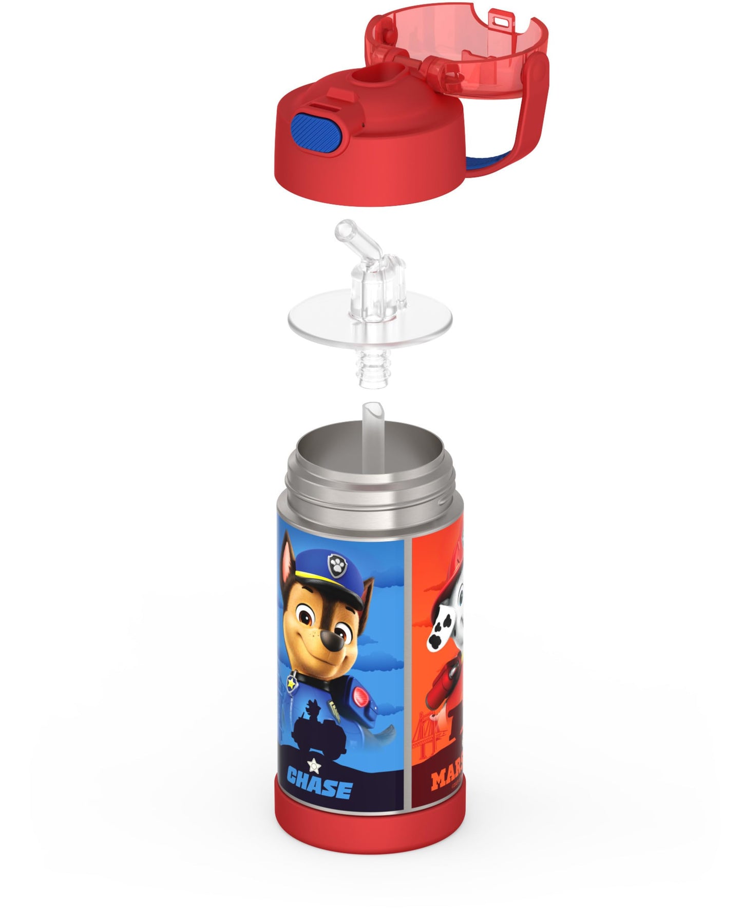 THERMOS FUNTAINER Water Bottle with Straw - 12 Ounce - Kids Stainless Steel Vacuum Insulated Water Bottle with Lid, Paw Patrol