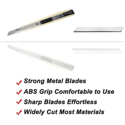 WEKOIL 30Pcs Snap Off Utility Knife Blades with 3 Pcs Delicate 9mm Auto Lock Art Knives Craft Cutters Box Paper Cutters Graphic Knife for Office Home Garage Warehouse,White