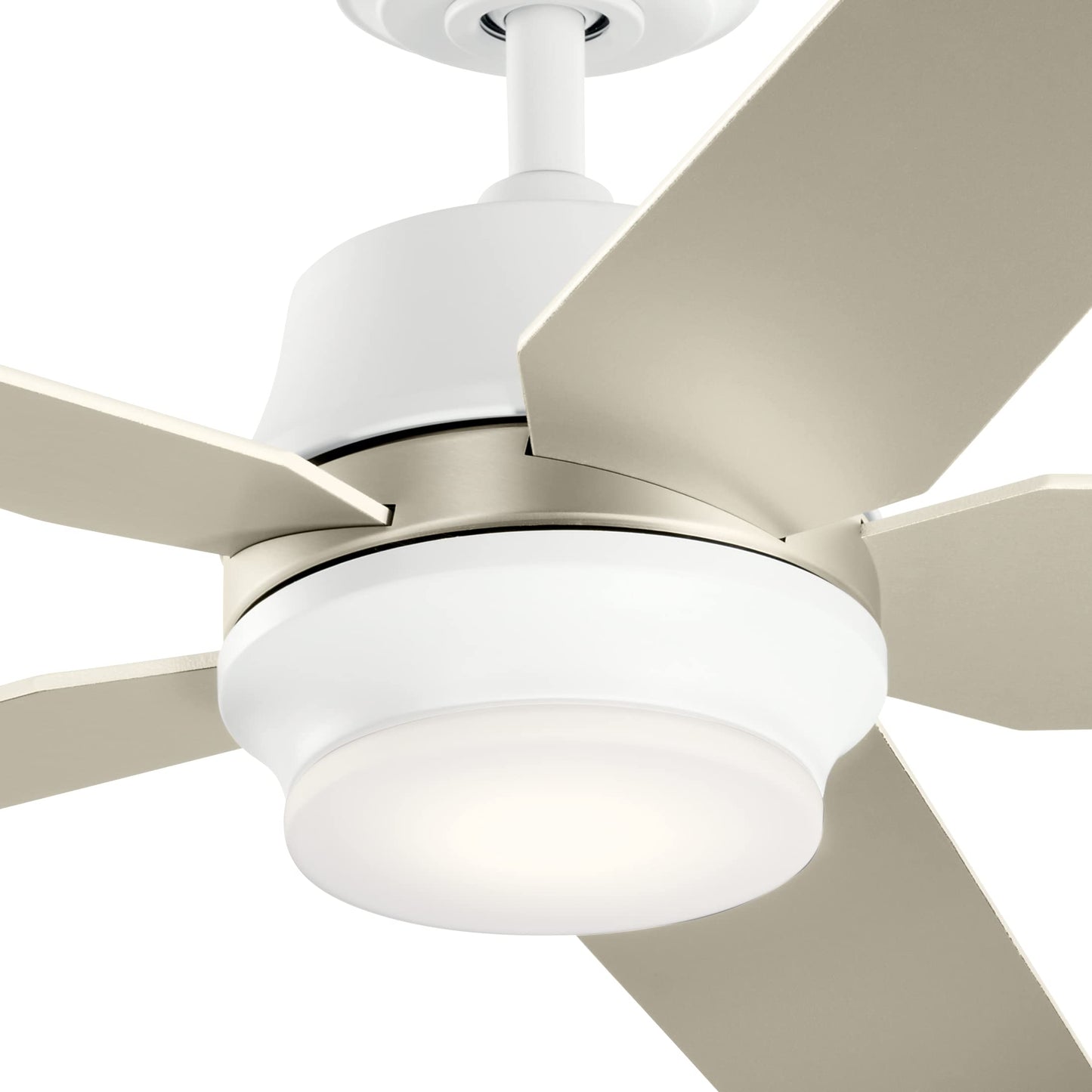 Kichler Maeve 52 inch LED Ceiling Fan with Satin Etched Cased Opal Glass in Matte White with Matte White Blades