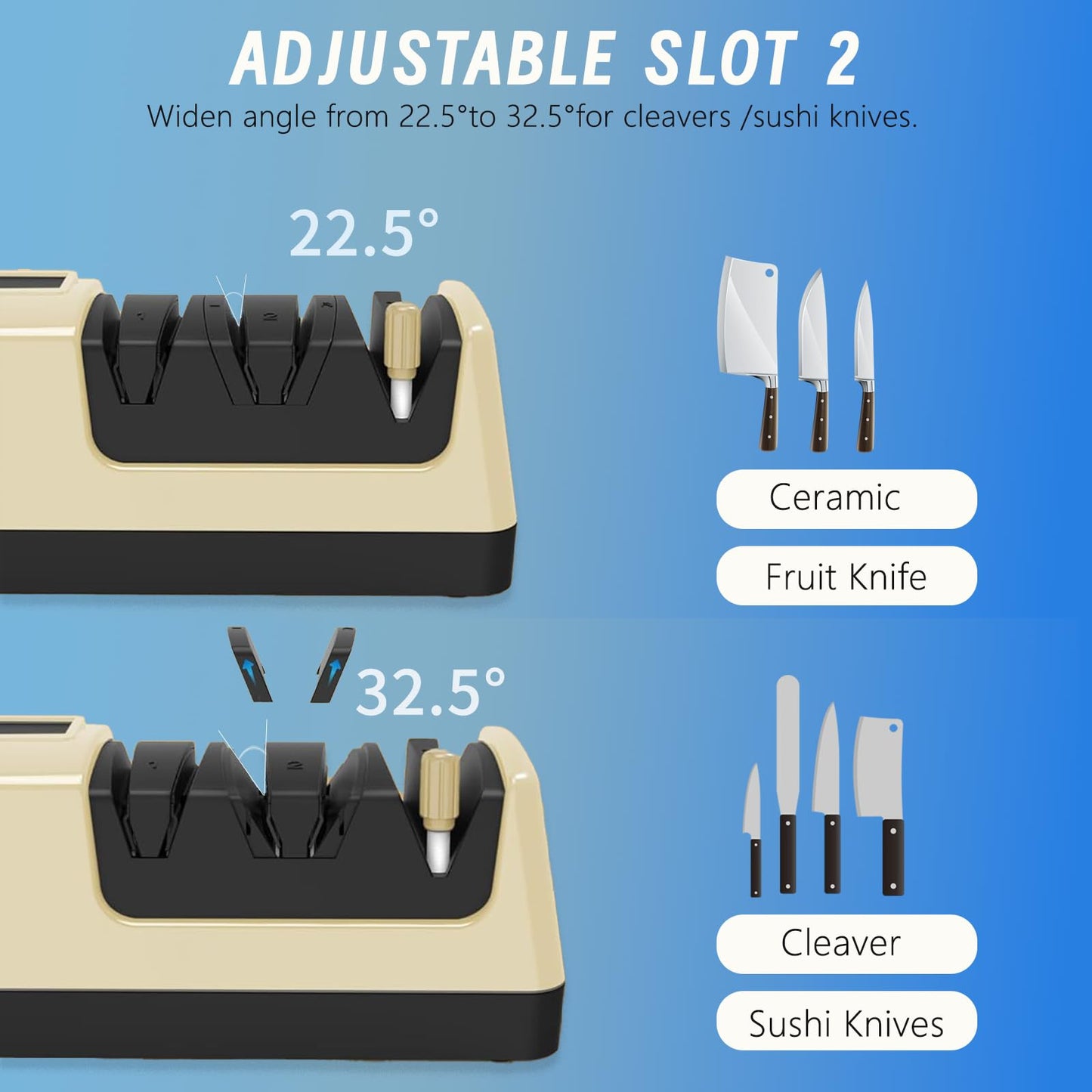 5-in-1 Electric Knife Sharpener for Kitchen Knives, Scissor Sharpener with 3-Speed & 100% Diamond Abrasives -Quickly Sharpening for Straight,Serrated,Cleaver Knives Mothers Day Kitchen Gifts for Mom