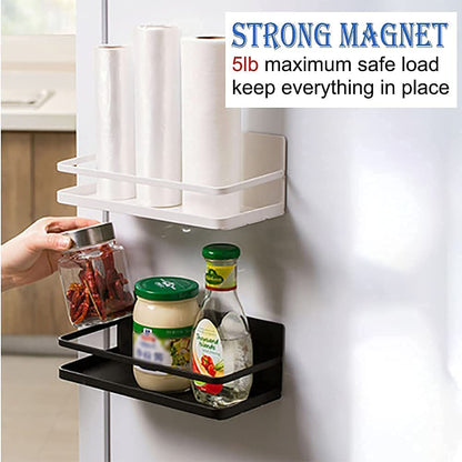 ELESEI Magnetic Spice Rack Refrigerator Side Magnetic Spice Rack Kitchen Magnetic Shelf Magnetic Fridge Shelf Perfect Space Saver for Kitchen/Apartment 2 Pack (White)