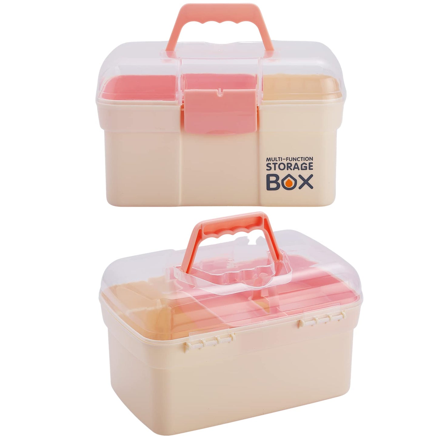 Kinsorcai 11'' Plastic Storage Box with Removable Tray, Multipurpose Organizer for Sewing, Art & Craft, Cosmetic (White)