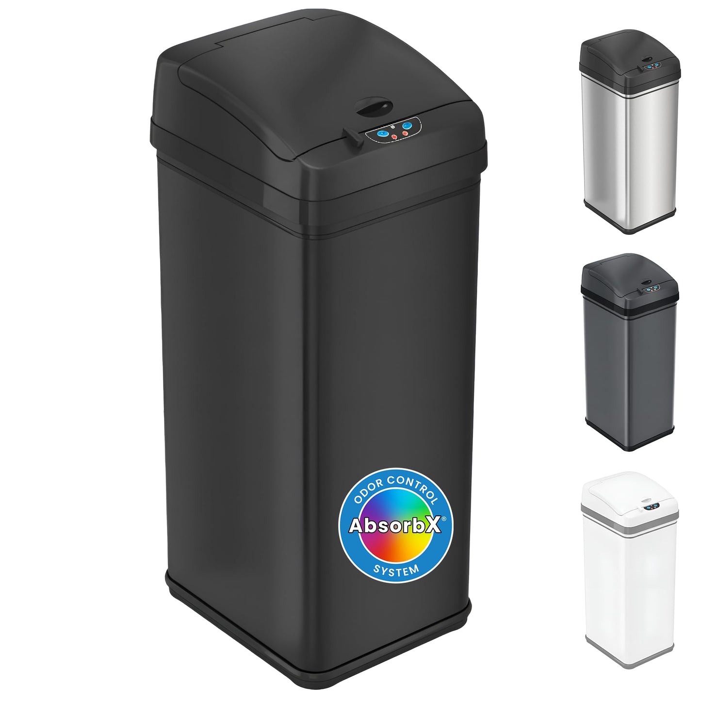 iTouchless 13 Gallon Automatic Garbage Can with Odor Filter, 50L Touchless Kitchen Wastebasket, Smart Hands-Free Motion Sensor Lid, Fingerprint-Proof, Pet-Proof Dog Lock & Soft-Close, Matte Black