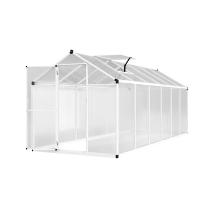 Yardenaler 6' x12' Double-Wall Polycarbonate Aluminum Greenhouse Kit for Outdoor, Walk-in Greenhouse with Lockable Door and Adjustable Roof Vent, Backyard Garden in Winter, White